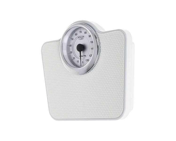 Adler AD 8180 Mechanical Personal Scale Body Weight Analog Fitness Scale 136kg Capacity 15cm Dial Non-Slip Surface Easy to Read Calibrated with Button