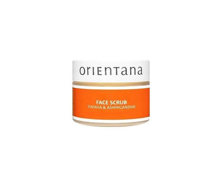 Orientana Papaya and Indian Ginseng Face Scrub 50g - Natural Vegan Anti-Aging Acne and Pimple Treatment for Women with Dry and Normal Skin
