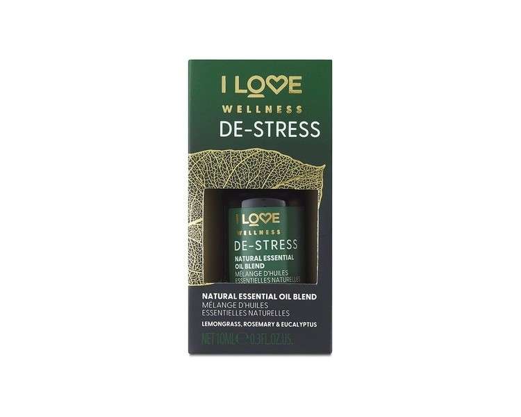 I Love Wellness DESTRESS Essential Oil Blend with Lemongrass, Rosemary & Eucalyptus 10ml