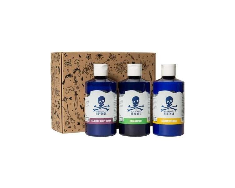 The Bluebeards Revenge Men's Shower Essentials Set Shampoo Conditioner and Body Wash 300ml
