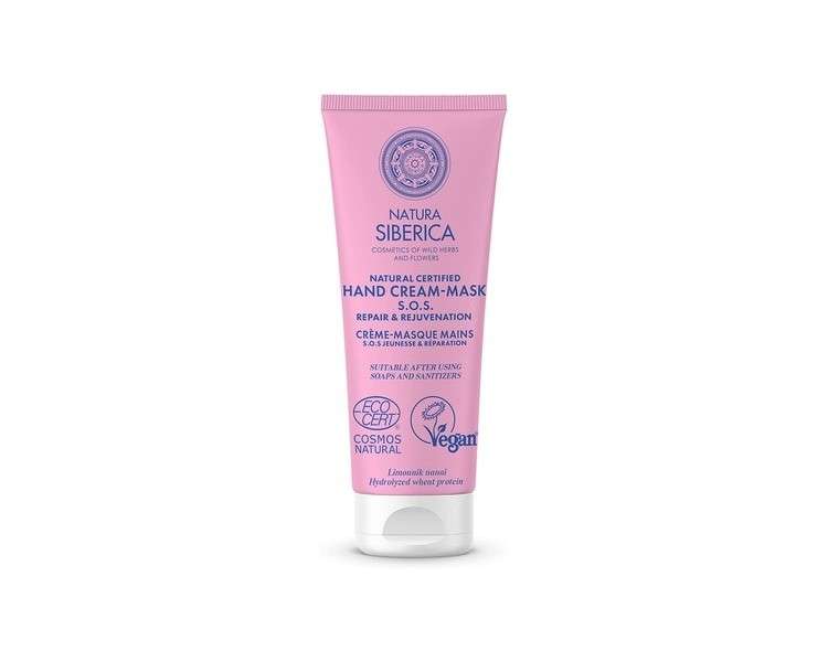 Natura Siberica S.O.S. Repair & Rejuvenation Hand Cream Mask Pink