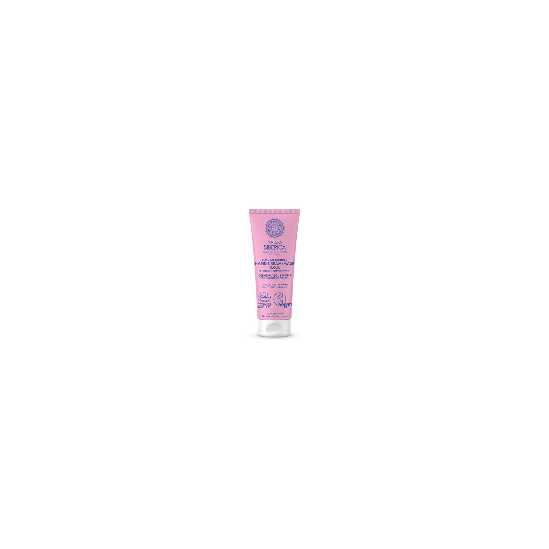 Natura Siberica S.O.S. Repair & Rejuvenation Hand Cream Mask Pink