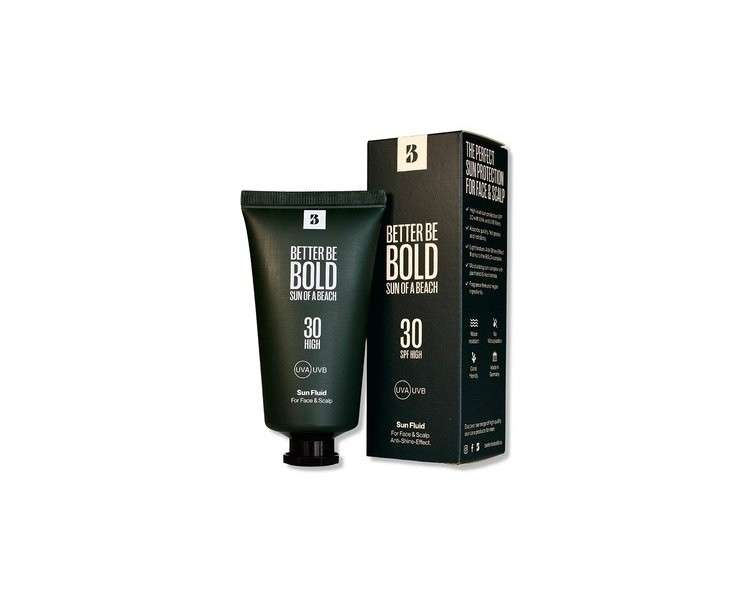 BETTER BE BOLD Mattifying Sun Fluid with SPF 30 for Bald Heads and Face - Water Resistant and Coral Friendly - Made in Germany