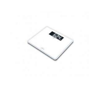 Beurer GS 410 White Signature Line Glass Personal Scale with Extra Large Super White Safety Glass Platform and Stylish XXL Black Display - 200kg Capacity 35x30cm