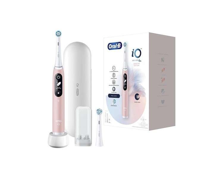 Oral-B iO Series 6 Sensitive Edition Electric Toothbrush with 2 Brush Heads and 5 Cleaning Modes - Pink Sand
