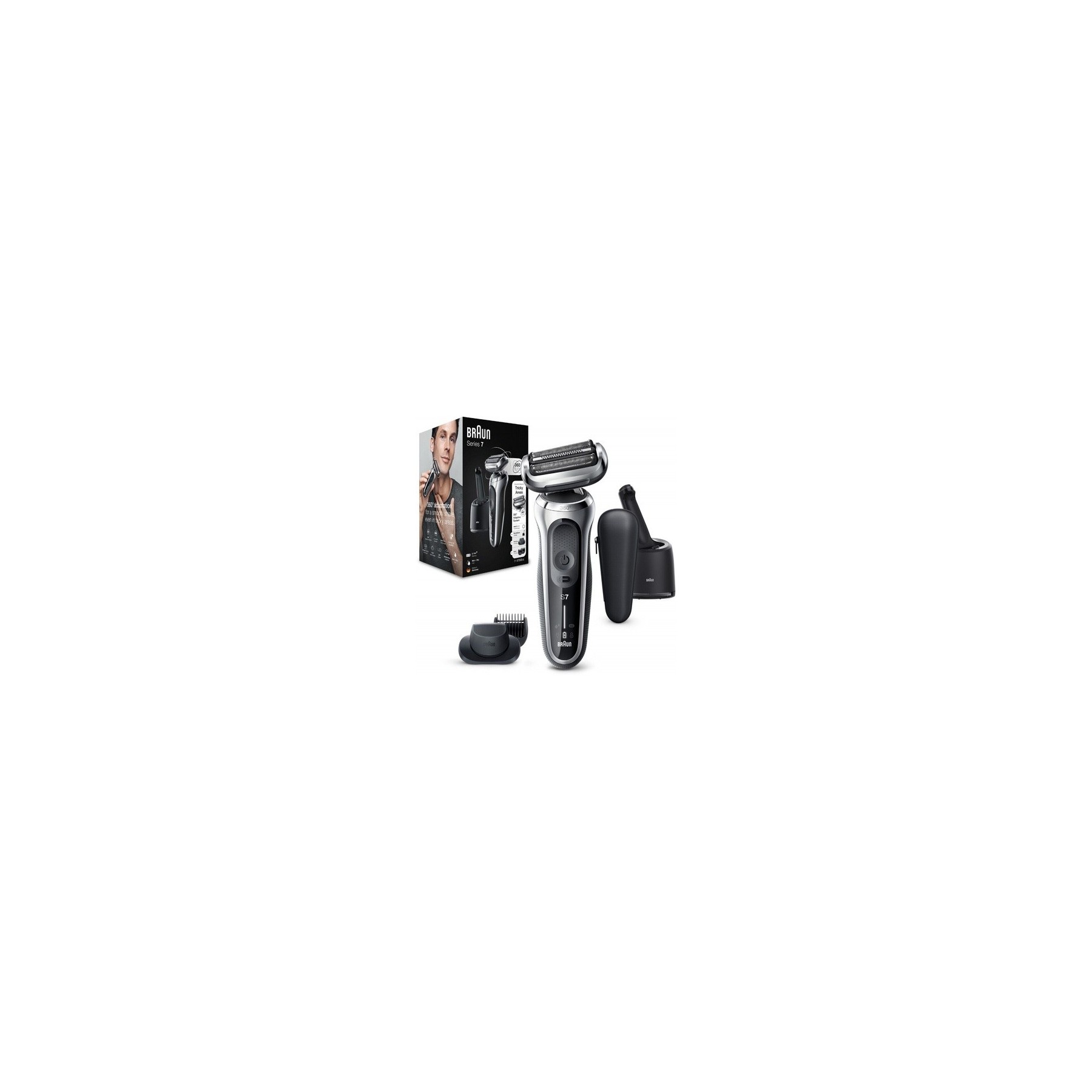 Braun Series 7 71-S7500cc Wet & Dry Shaver Black/Silver 3-Blade Cutting System
