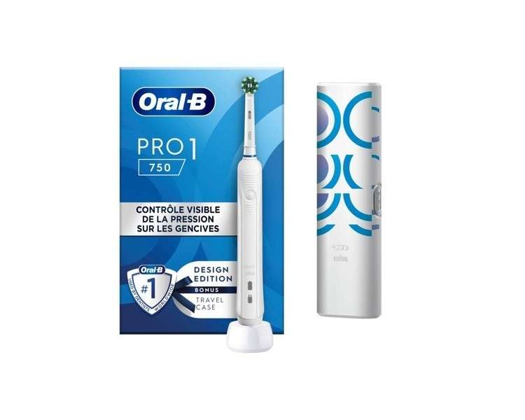 Oral-B Pro 1 750 Electric Toothbrush White with Travel Case and Brush