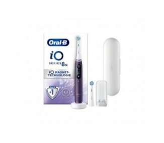 Oral-B iO Series 8 Electric Toothbrush with 2 Brush Heads 6 Cleaning Modes Color Display and Travel Case Designed by Braun Violet Ametrine