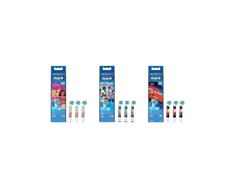 Oral-B Stages Power Replacement Brush Heads Cars/Mickey/Princess for Kids 3+ - Pack of 3