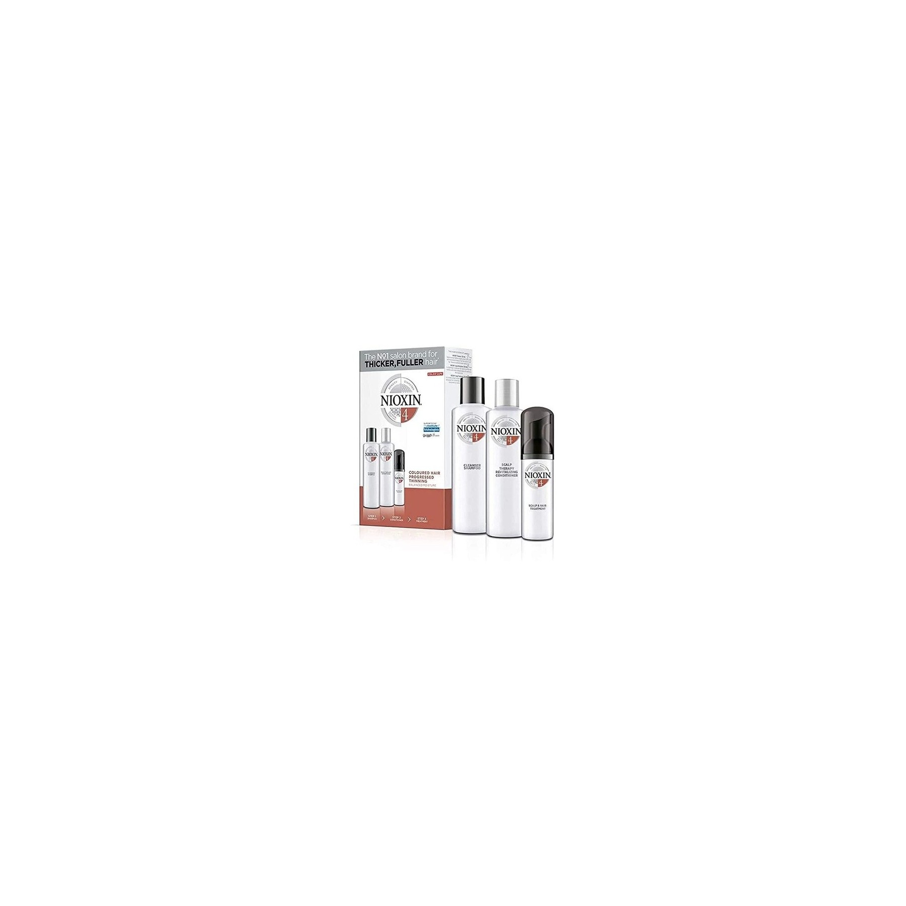 Nioxin 3-Step Kit System 4 Colored Hair and Scalp Care Treatment - Shampoo 150ml, Conditioner 150ml, Treatment 40ml