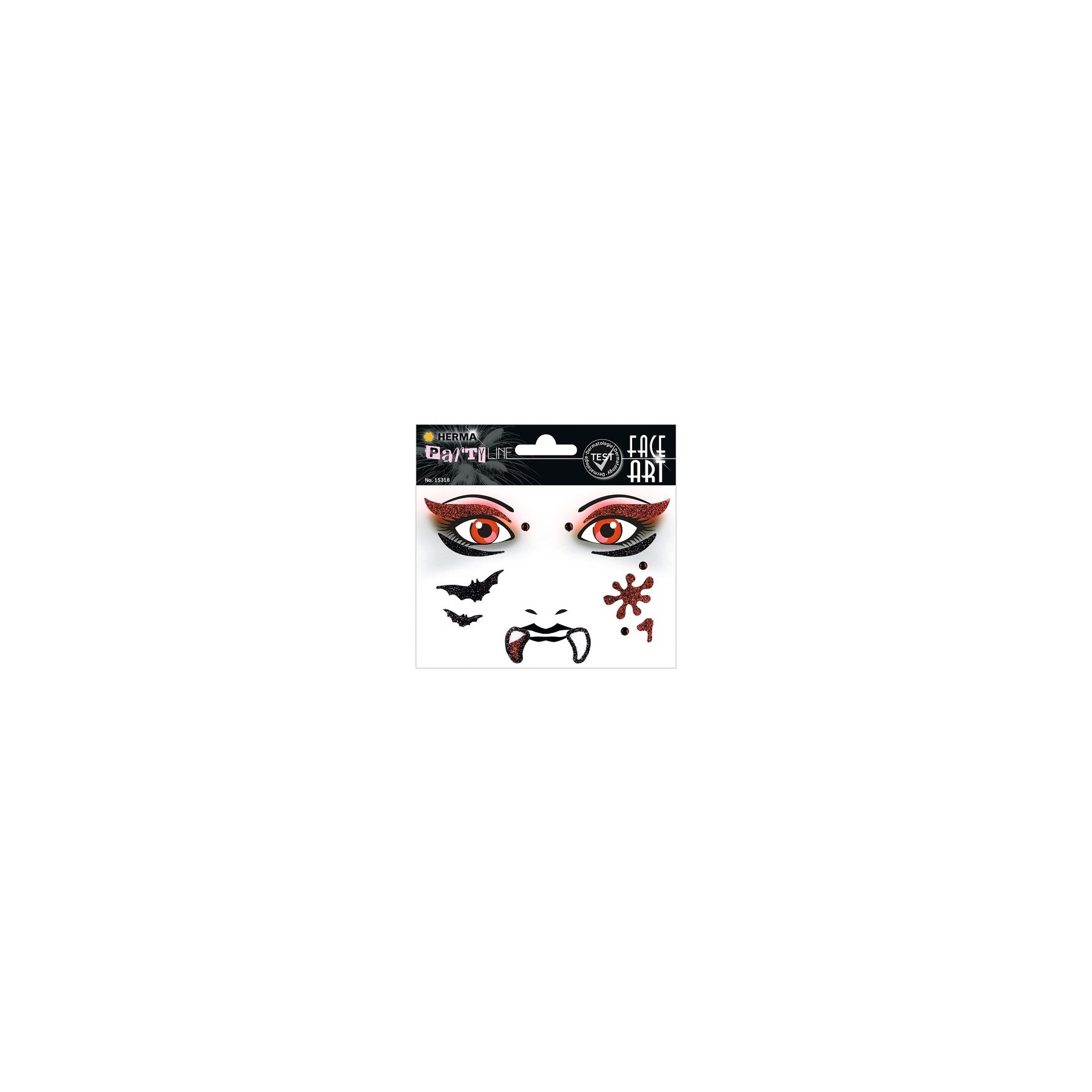 HERMA 15318 Face Art Sticker Vampire Glitter Face Paint for Carnival Halloween - Colorful