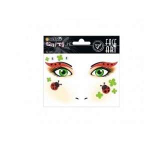 HERMA 15314 Ladybug Face Art Sticker - Temporary Tattoos and Glitter Face Paint for Carnival, Halloween, Kids and Adults, Colorful