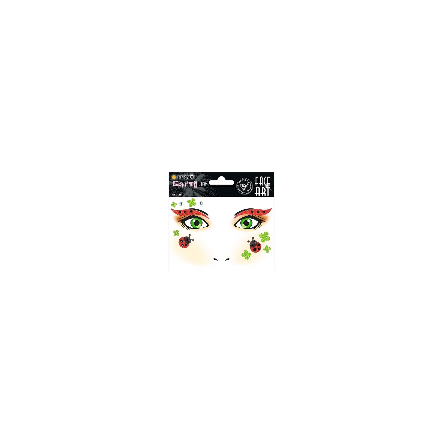 HERMA 15314 Ladybug Face Art Sticker - Temporary Tattoos and Glitter Face Paint for Carnival, Halloween, Kids and Adults, Colorful