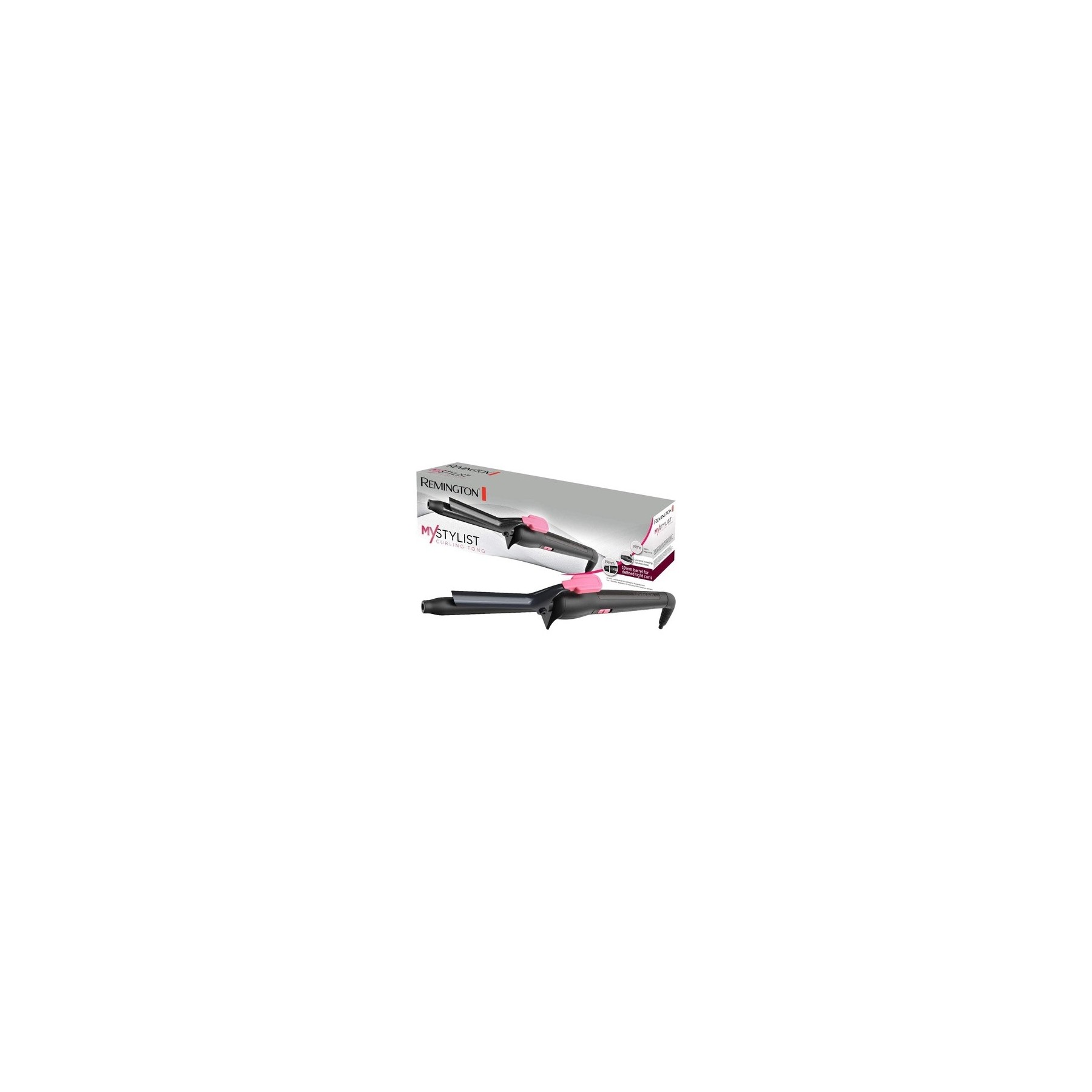 Remington My Stylist CI1A119 19mm Curling Iron with Ceramic Coating for Defined Ringlet Curls Black/Pink