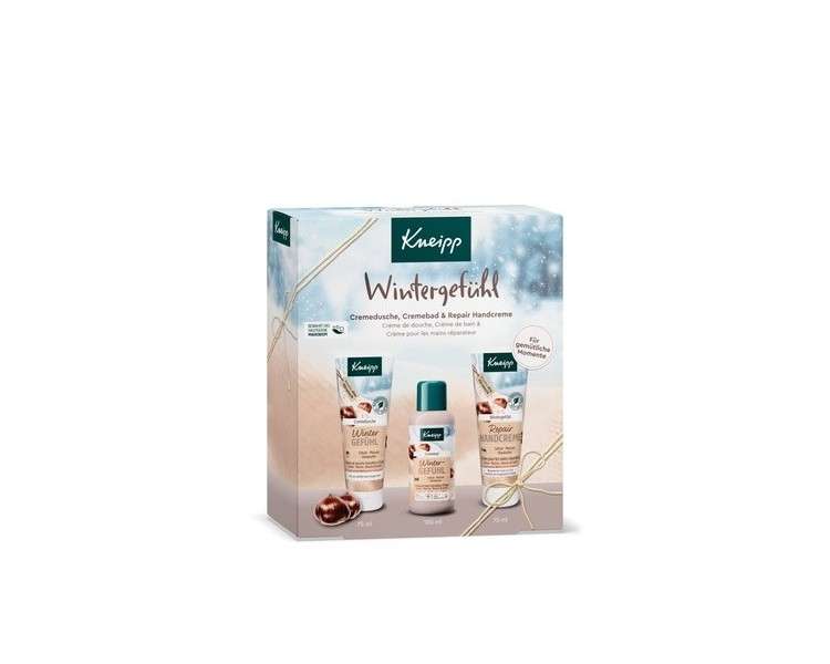Kneipp Winter Feeling Gift Set Cream Bath 100ml Cream Shower 75ml and Repair Hand Cream 75ml with Saffron and Chestnut Extracts and Nourishing Shea Butter