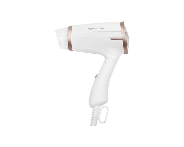 ProfiCare PC-HT Compact Hair Dryer with Folding Handle 2 Temperature/Power Settings White-Bronze