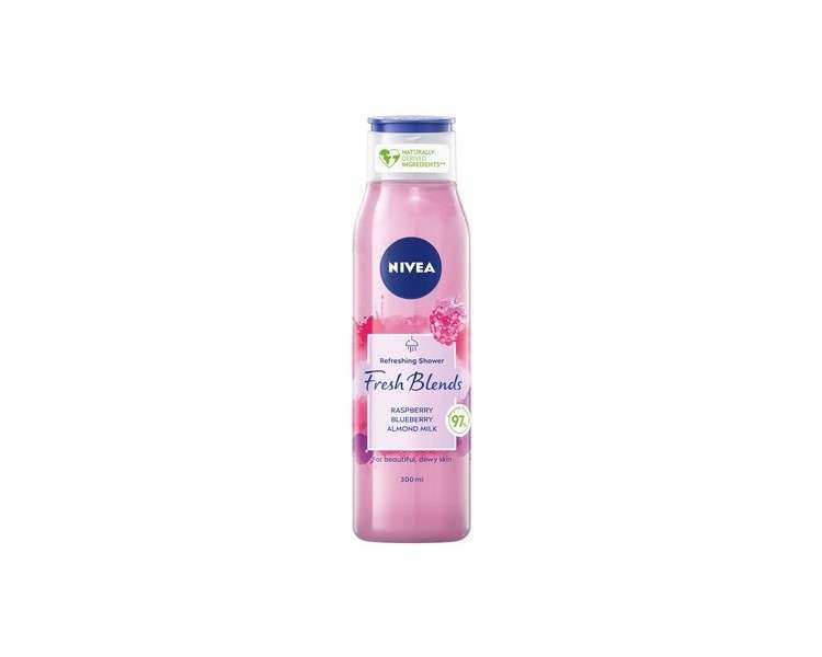 Nivea Fresh Blends Raspberry 300ml Environmentally Friendly Shower Gel with Blueberry and Almond Milk - for Women