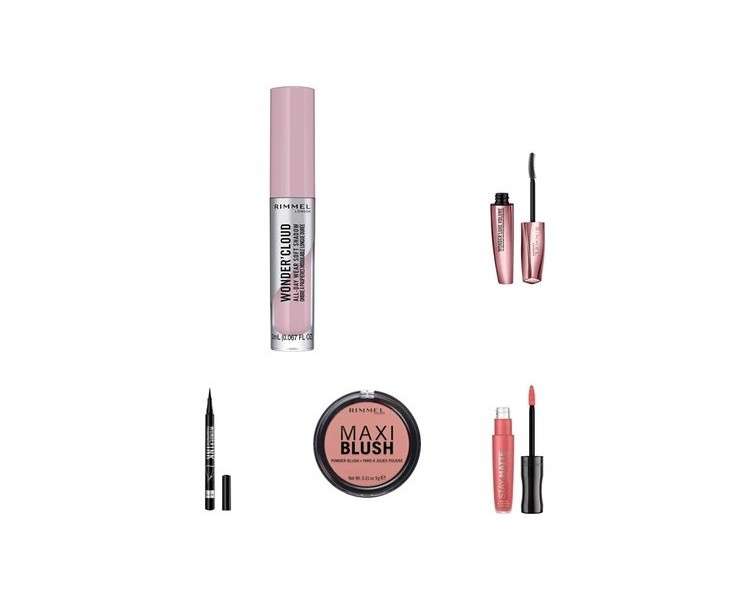 Rimmel Make-up set Eyeshadow, Mascara, Lipstick,  Blush Powder, Eyeliner, and Natural Bronzer