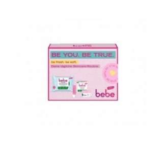 bebe Skin Care Gift Set with Nourishing Cleansing Wipes 25 Wipes, Intensive Care 50ml & Soft Rose Lip Care 4.9g for Dry Skin