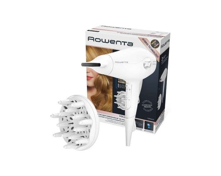 Rowenta Volumizer CV6130 Hair Dryer 2400W White and Silver