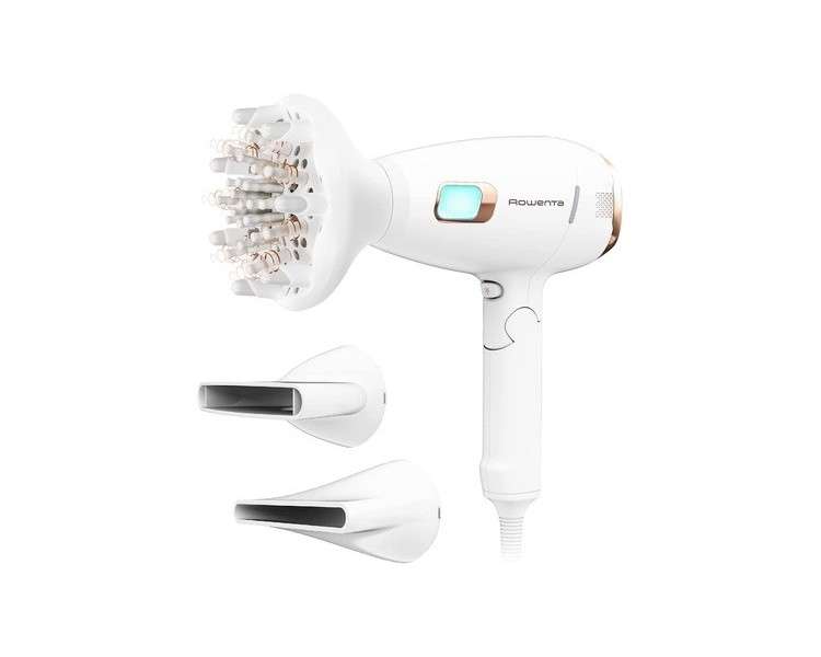 Rowenta CV9240 Ultimate Experience Massage Hair Dryer 2200W with Ion Booster and Revitalizing Scalp Massage White/Copper