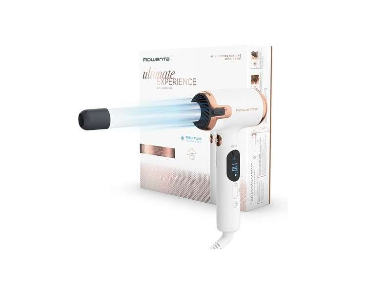 Rowenta CF4310 Ultimate Experience Air Care Curling Iron with New L-Shape and Gentle Airflow 8 Temperature Settings 130°C to 200°C White/Copper