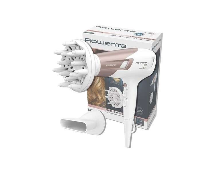 Rowenta Studio Dry Hair Dryer 2100W with Ion Function and Cold Air Button White/Rose Gold