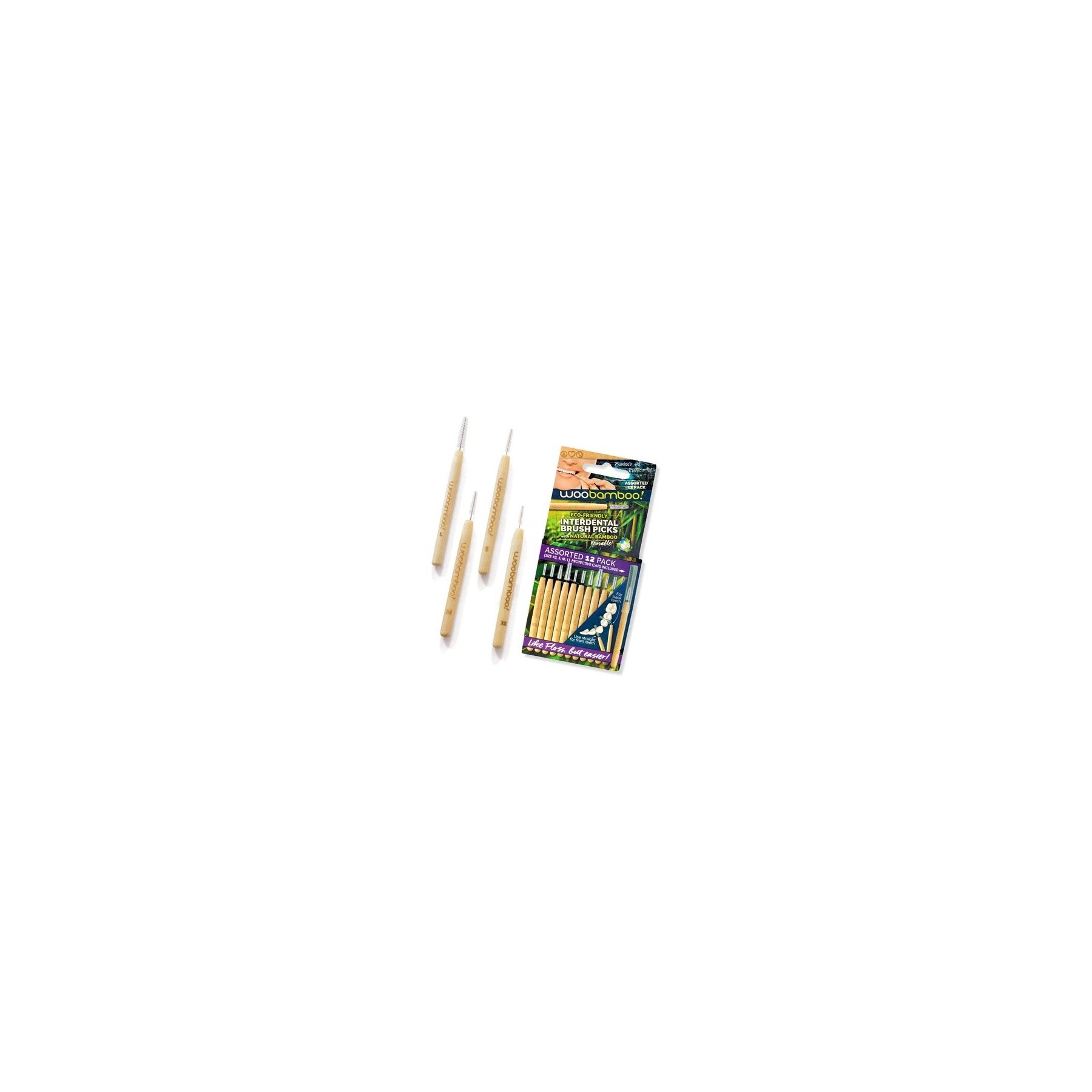 Woobamboo Eco-Friendly Bamboo Interdental Brushes Various Sizes - Pack of 12