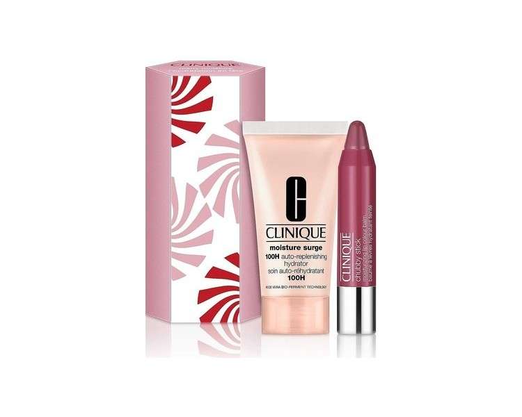Clinique Merry Moisture Surge 100H and Chubby Stick Moisturizing Lip Color Balm Super Strawberry Set 30ml and 1.2g