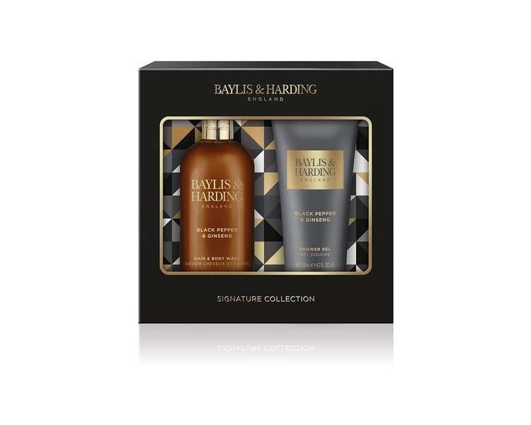 Baylis & Harding Signature Men's Black Pepper & Ginseng Luxury Bathing Duo Gift Set - Vegan Friendly