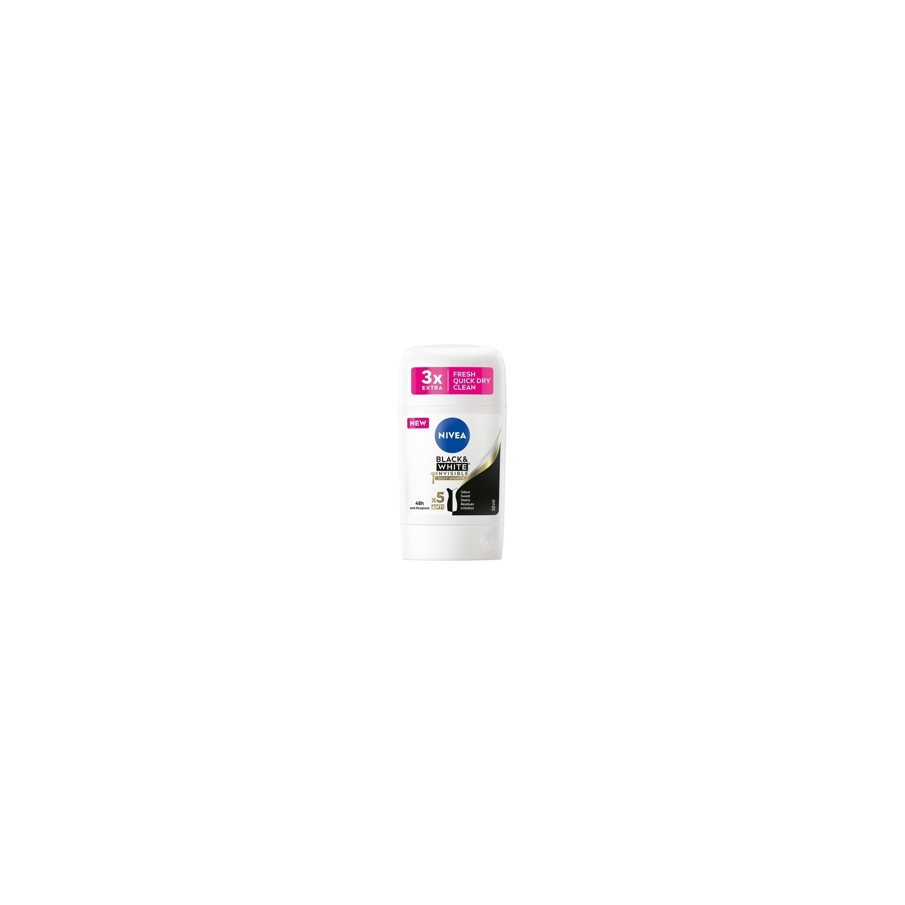 Nivea Black & White Silky Smooth Antiperspirant Stick 50ml