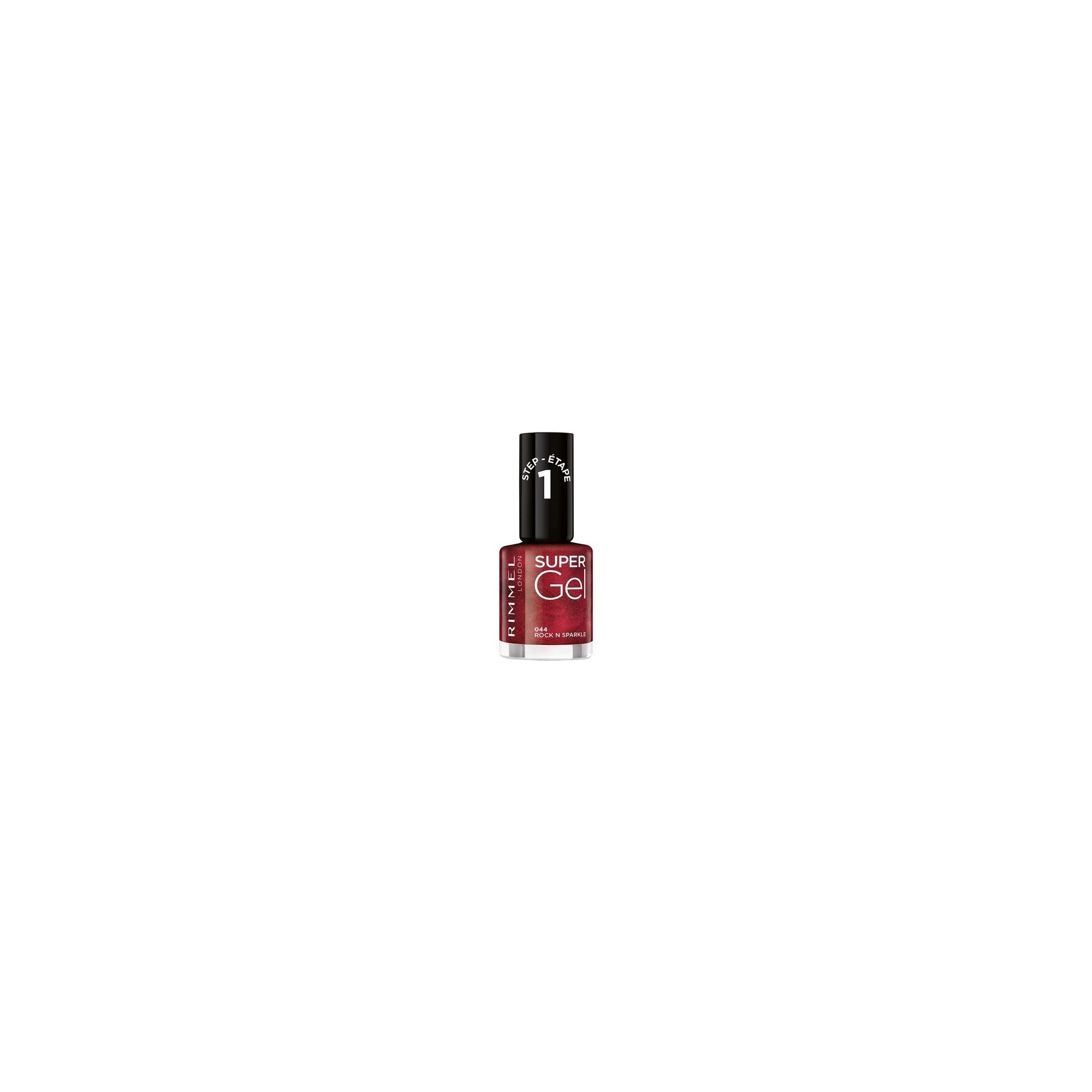 Rimmel London SuperGel Nail Polish - 044 Rock N Sparkle Dark Red
