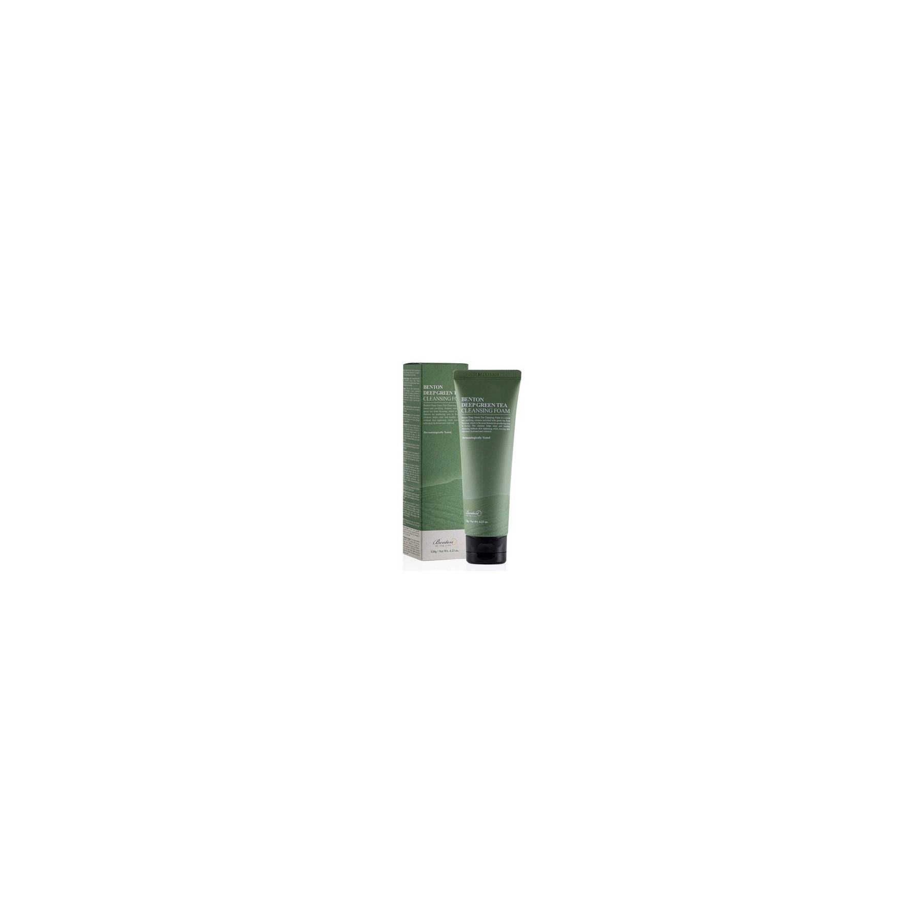 BENTON Deep Green Tea Cleansing Foam 120g - Pore Tightening and Cleansing Face Cleanser for Oily and Sensitive Skin