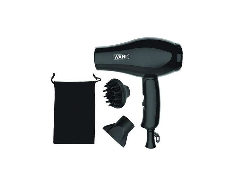 Wahl 3402-0470 1000W Black Hair Dryer with Hanging Loop