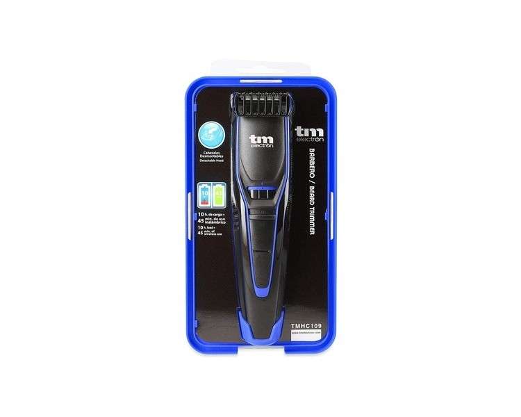 TM Electron TMHC109A Cordless Hair Clipper with 600mAh Battery and 20 Cutting Lengths - Blue/Black