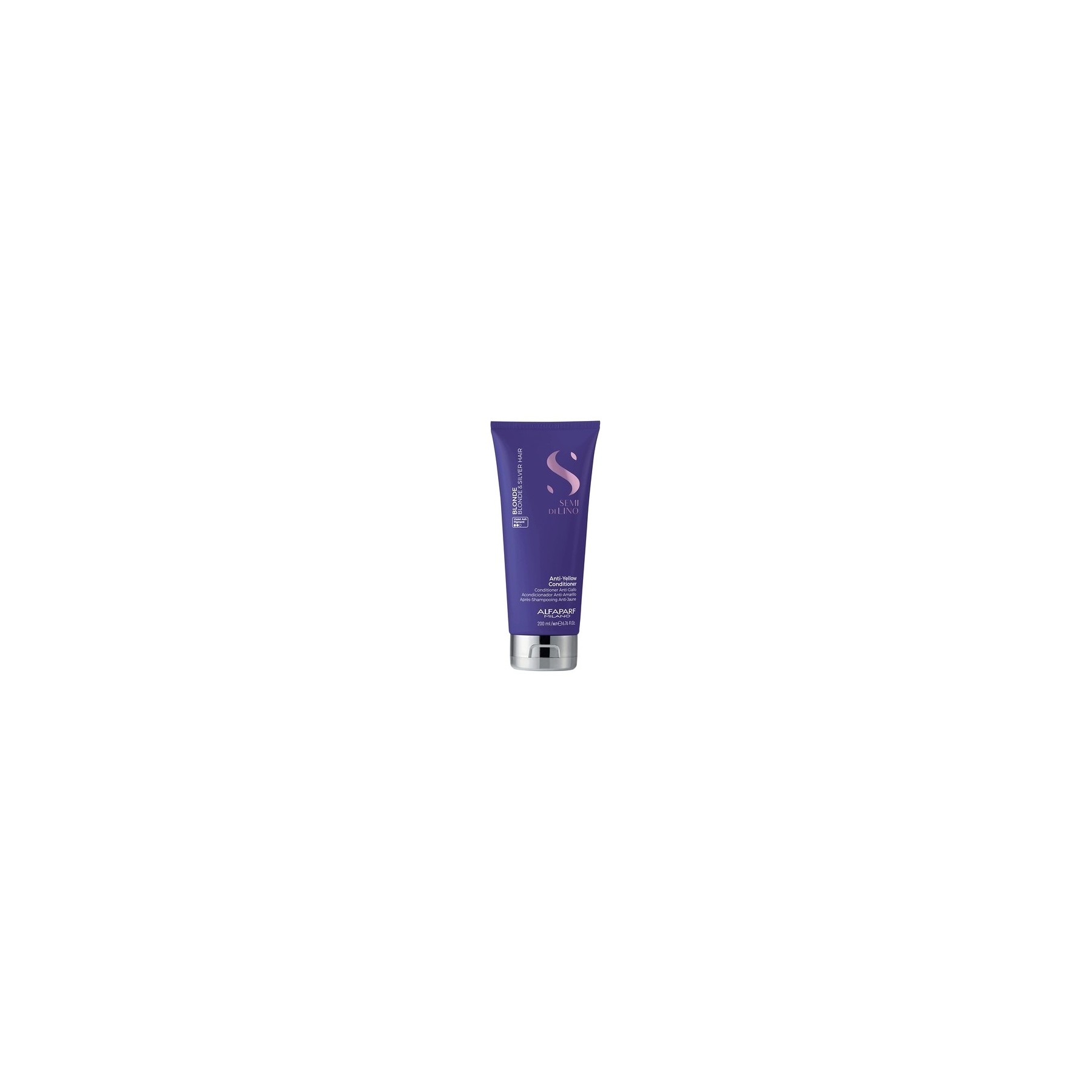 Alfaparf Milano Semi di Lino Blonde Anti-Yellow Conditioner for Blonde Platinum and Silver Hair - Paraffin Free Purple Conditioner - Corrects Brassiness
