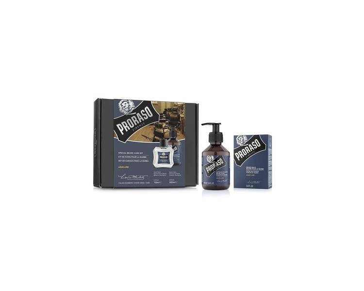 Proraso Beard Care Duo Kit for New or Short Beards Azur Lime with Beard Balm and Beard Wash