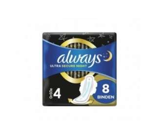 Always Ultra Secure Night Size 4 with Wings Big Pack 8 Pads