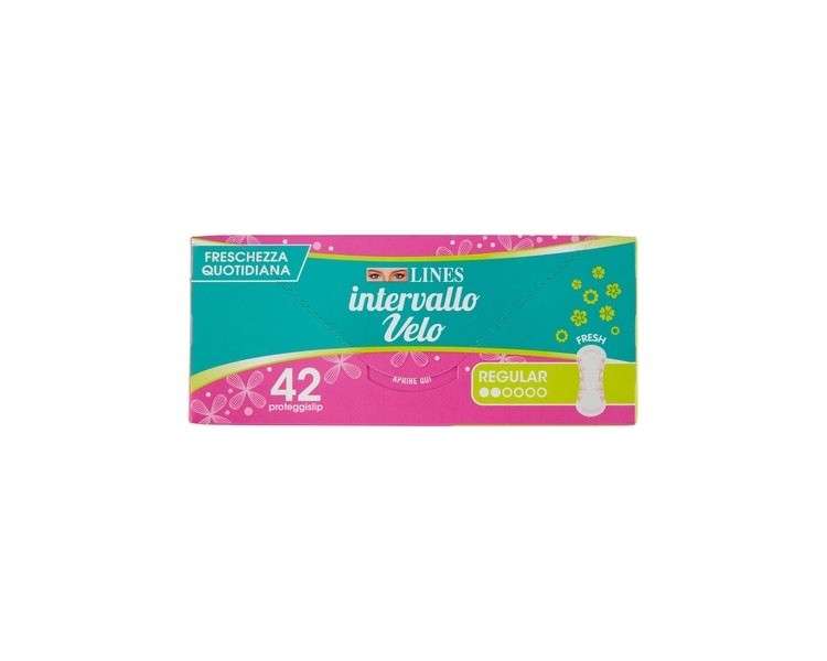 Linien Anatomical Interval Liners Fresh Clean with Fine Essence of Flowers and Citrus Fruits 42 Pack