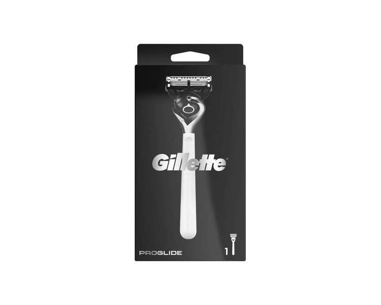 Gillette ProGlide Monochrome Razor for Men with Trimmer Blade for Precision and Glide Coating - White