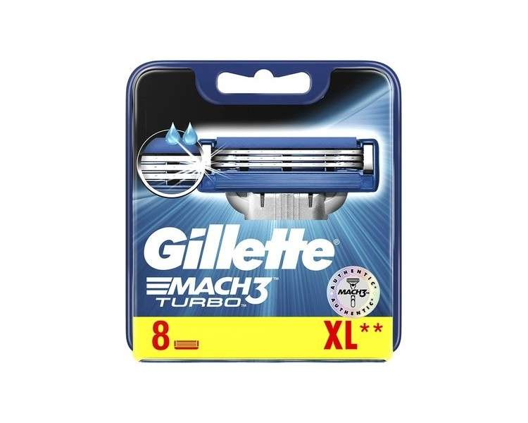 Gillette Mach3 Turbo Men's Razor Blade Replacement 8 Count