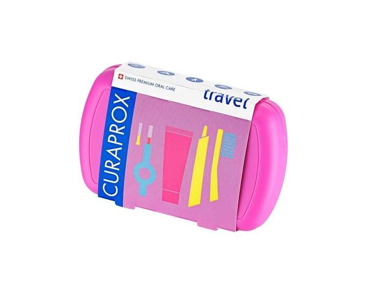 Curaprox Travel Set Pink - Collapsible Travel Toothbrush CS 5460 with 'Be You' Travel Toothpaste and 2 Interdental Brushes CPS Prime 07 and 09 - Dental Care Set 9.5cm x 6cm
