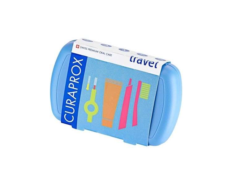 Curaprox Travel Set Blue - Collapsible Travel Toothbrush CS 5460 with 'Be You' Travel Toothpaste and 2 Interdental Brushes CPS Prime 07 and 09 - Dental Care Set 9.5cm x 6cm