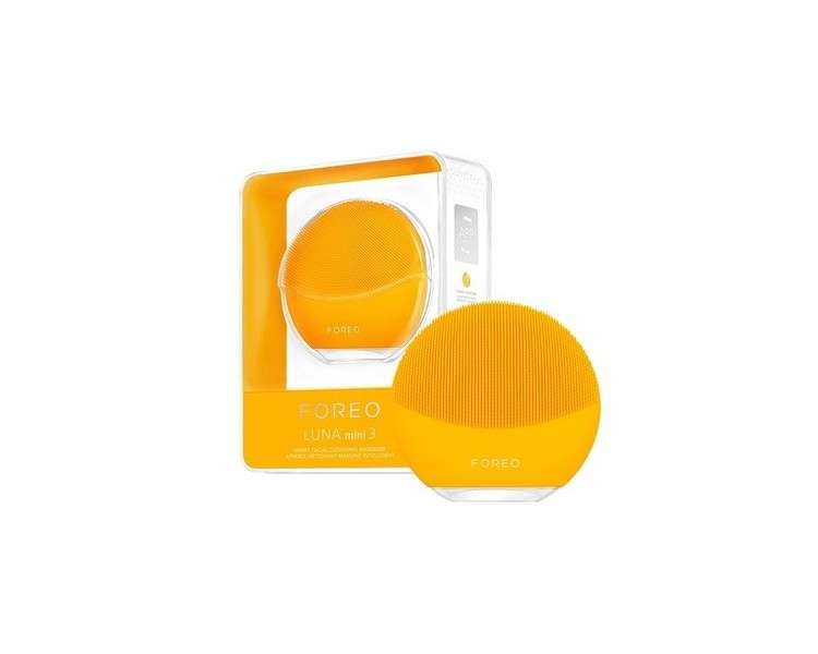 FOREO LUNA mini 3 Sunflower Yellow Silicone Facial Cleansing Brush for All Skin Types with T-Sonic Massage and 12 Intensities - 400 Uses per USB Charge - App Connected - 2 Year Warranty