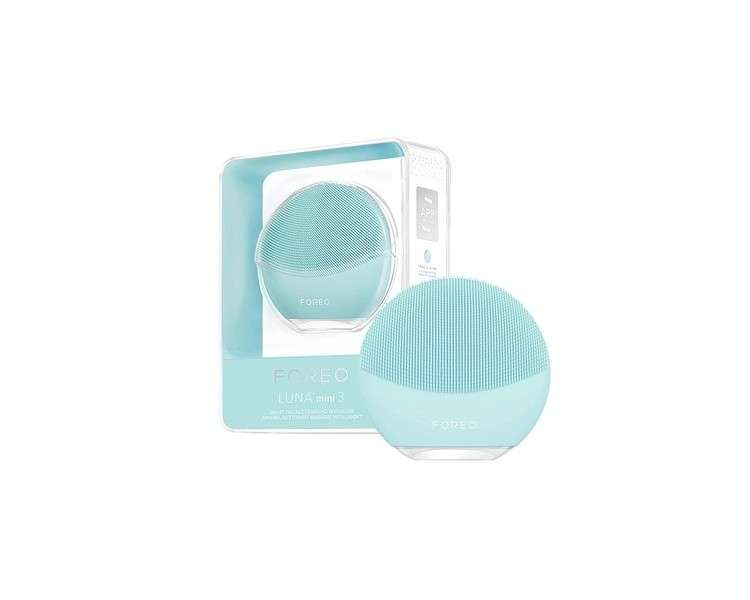 FOREO LUNA mini 3 Mint Silicone Facial Cleansing Brush for All Skin Types with T-Sonic Massage and 12 Intensities - 400 Uses per USB Charge - App Connected - 2 Year Warranty