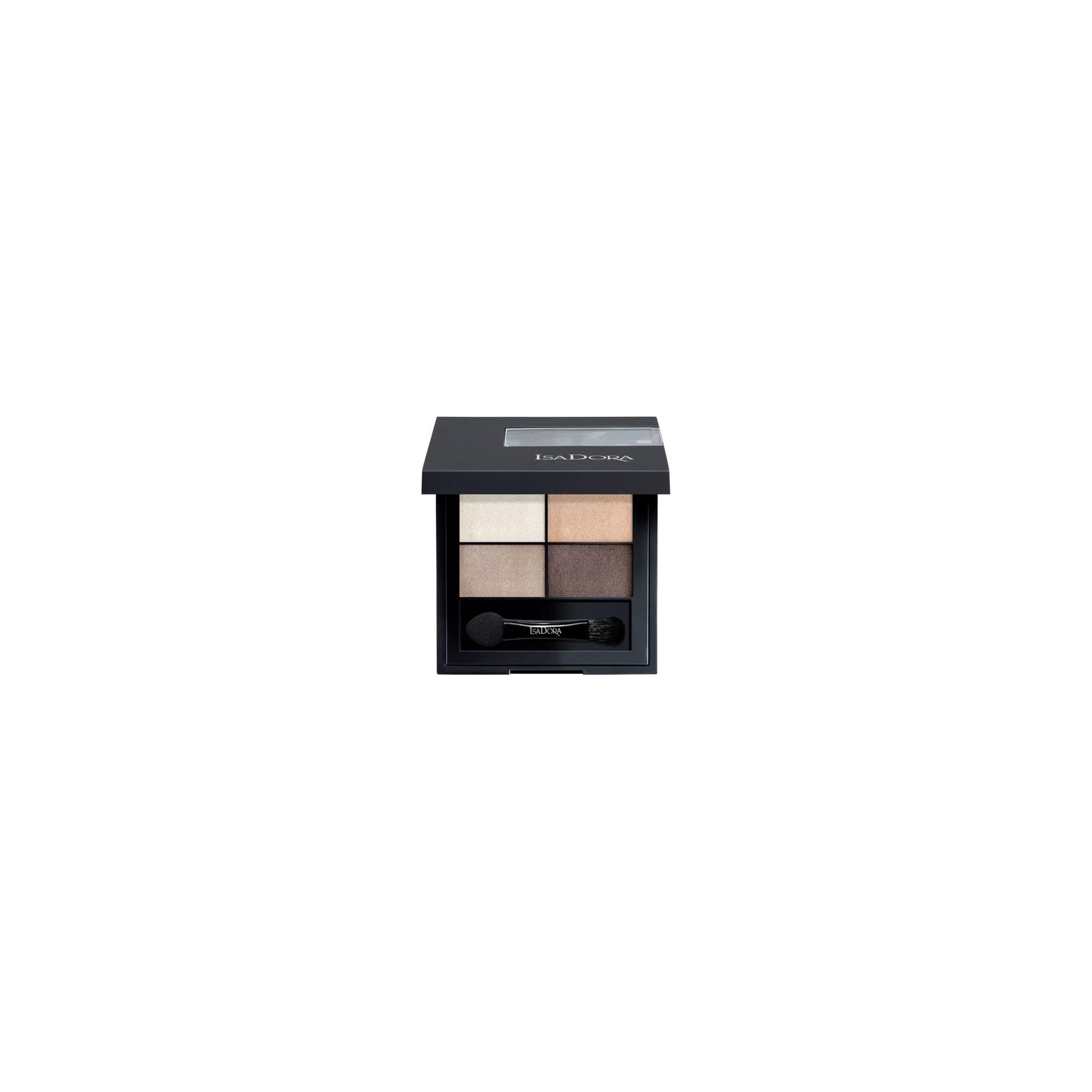 IsaDora Nude Shimmer Eyeshadow Palette Quartet with Mirror Intensely Creamy Neutral Brown Eyeshadow 09 Pearls Allure