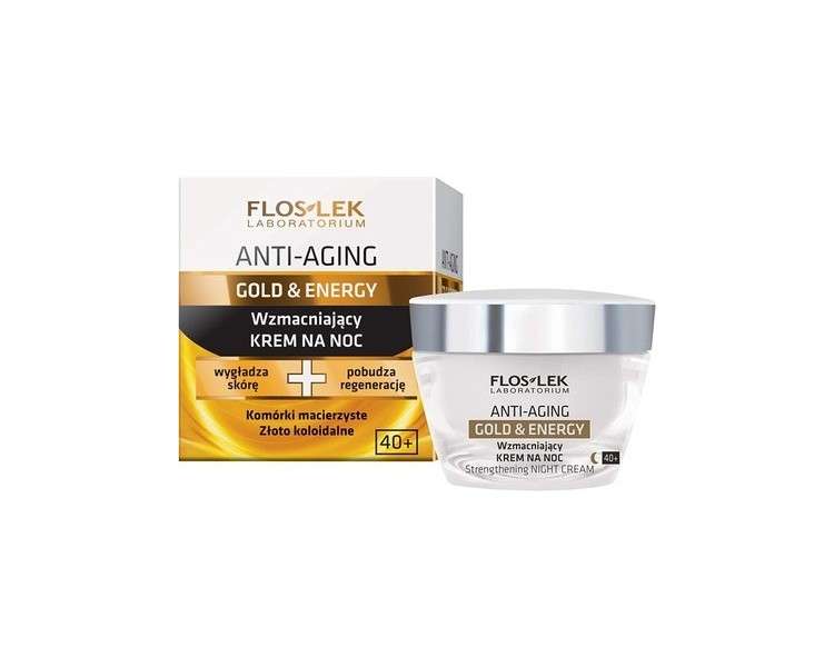 FLOSLEK Strengthening Night Cream 50ml - Smoothes and Regenerates Mature Skin - Dermatologically Tested - Manufactured in EU