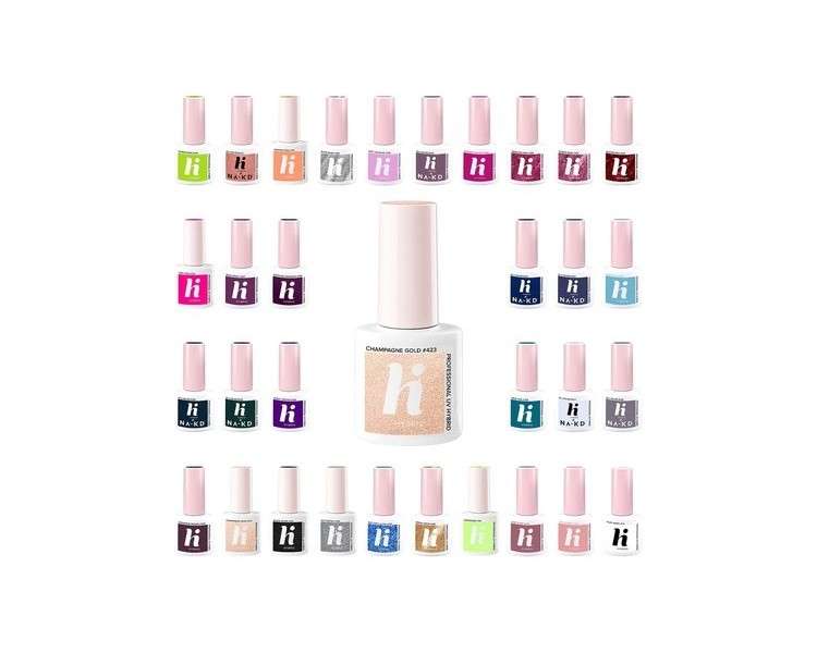 Hi Hybrid UV Gel Nail Polish in Popular Beige, Blue, Brown, Pink, Yellow, Gold, Green, and Grey Colors 5ml 423 Champagne Gold