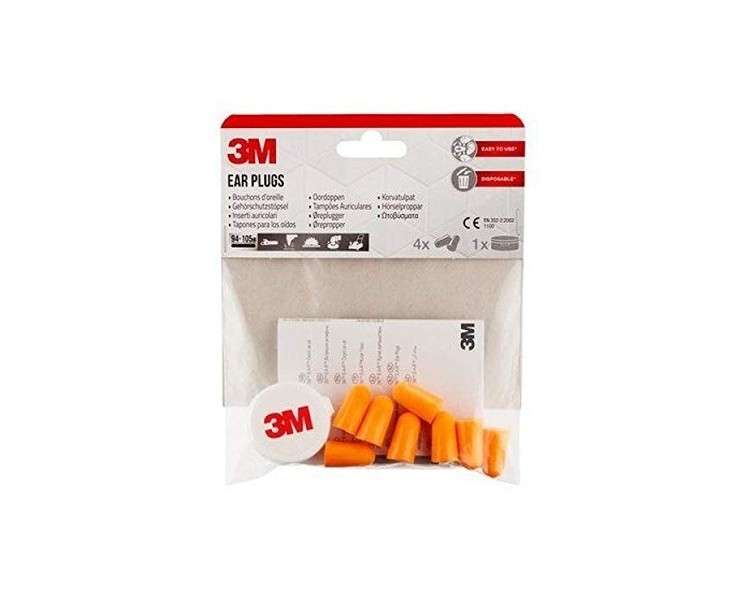 3M 1100C4 Earplugs with Storage Box 8 Pieces - Pack of 4