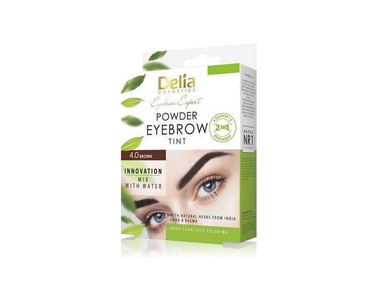Delia Cosmetics Powder Eyebrow Dye Natural Herbs & Color - Complete Henna Treatment Set 20 Easy Applications/4 Weeks